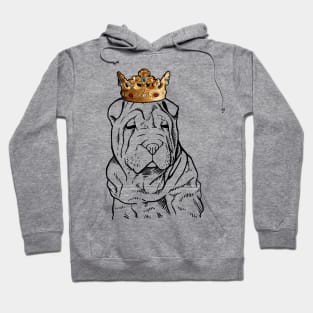 Chinese Shar-Pei Dog King Queen Wearing Crown Hoodie